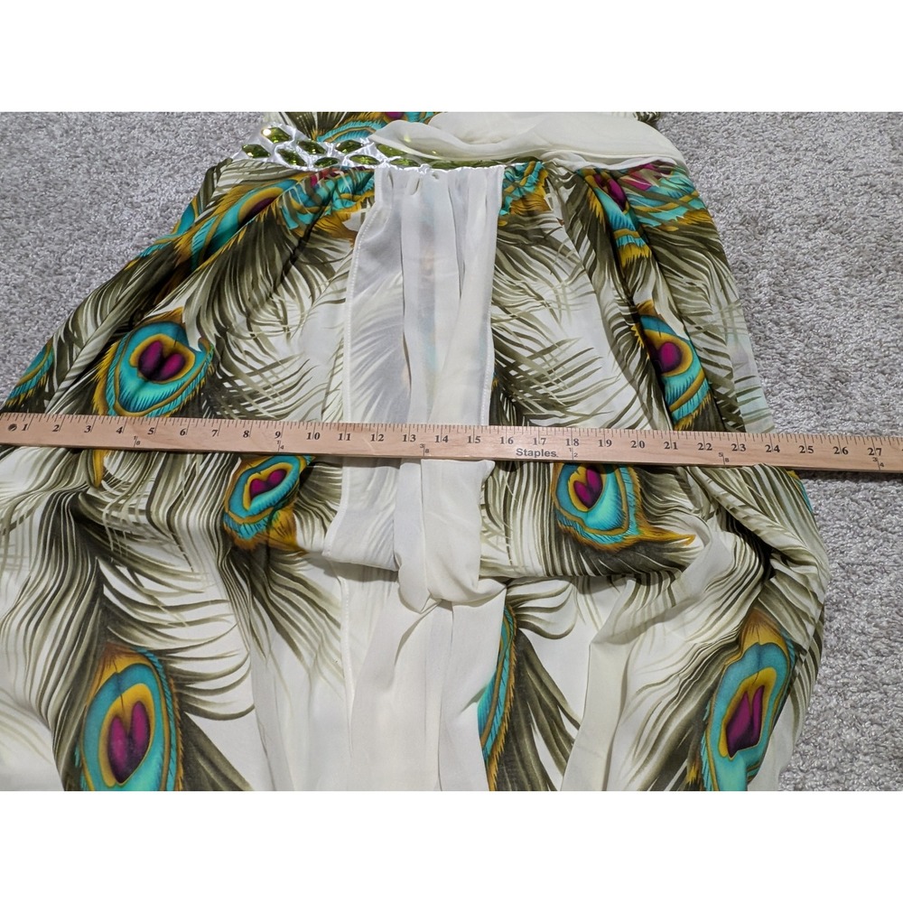 Angel Fashions Peacock Print Strapless Maxi Dress Jeweled Waist NWT XXL - Picture 7 of 9